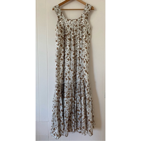 Daughters of India Lopa Maxi Dress Cream & Gold Floral Size Medium - Picture 4 of 9